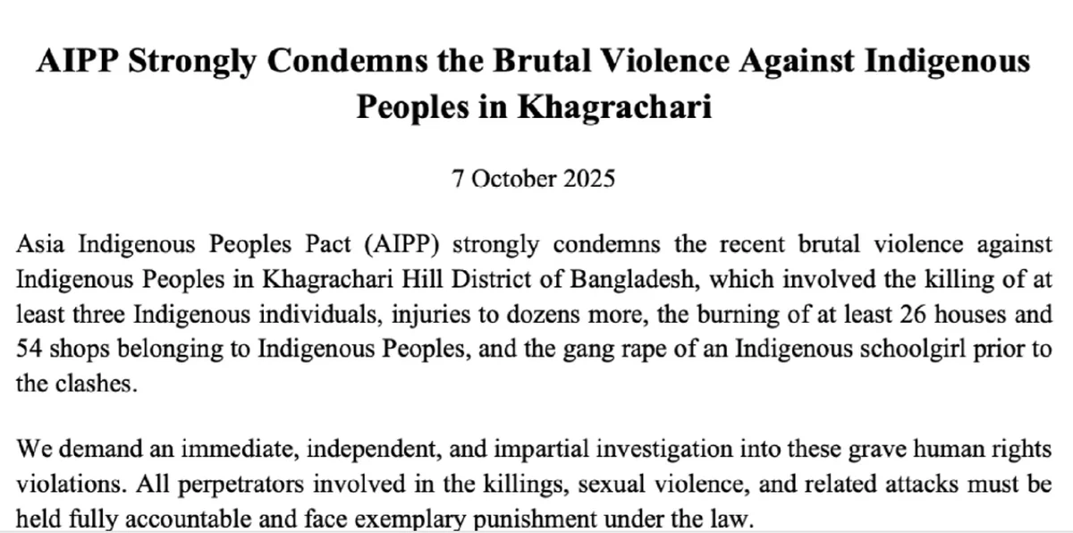 AIPP firmly denounces the brutal attacks on Indigenous communities in Khagrachari